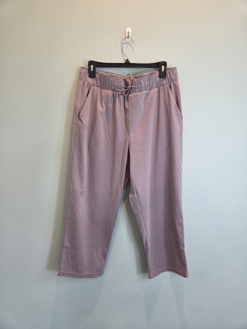 32 Degrees Cool Women's Stretch Woven Crop Wide Leg Drawstring Pant Mauve Size M - Picture 2 of 11